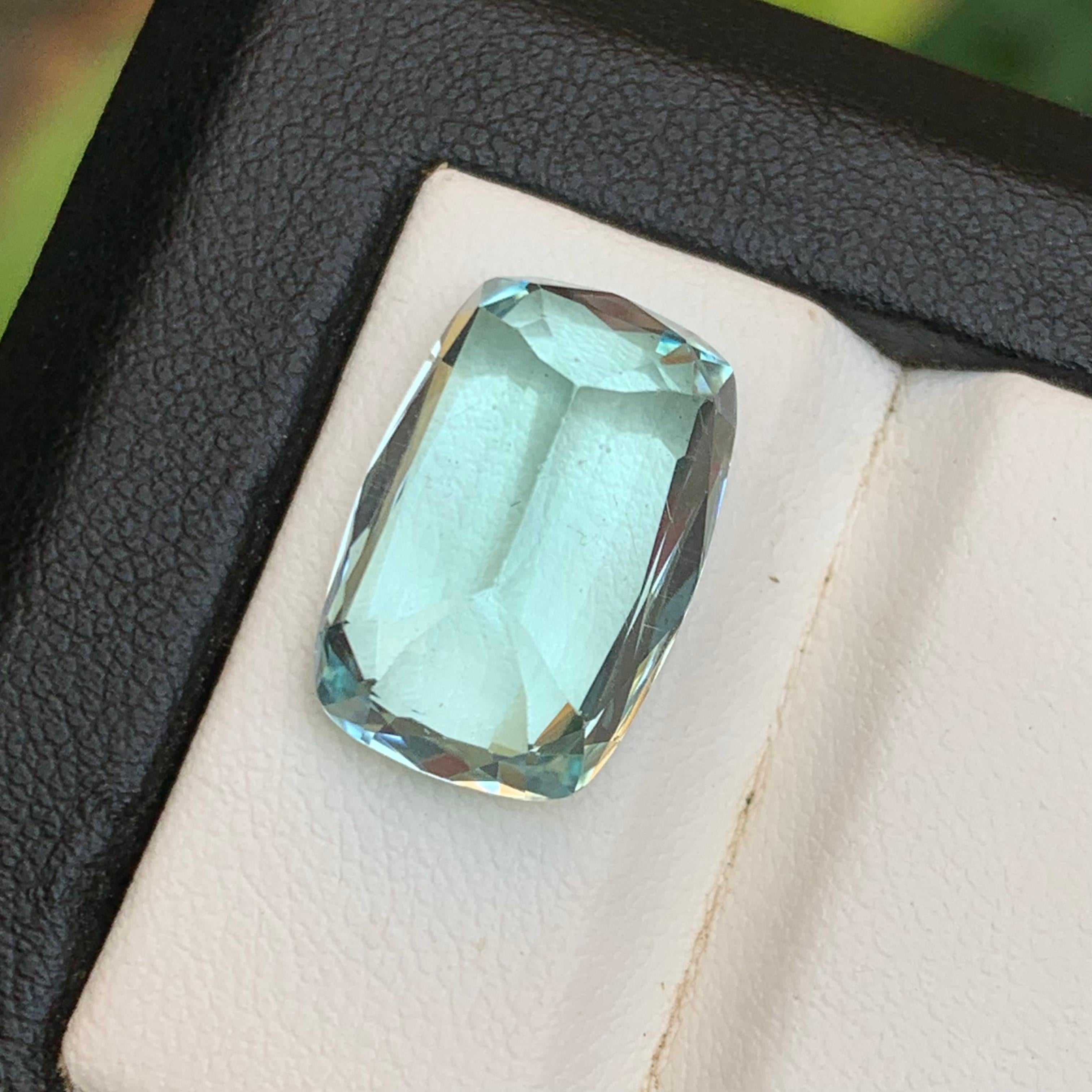 Aguamarina Azul Claro 12,56 qt Piedra natural suelta con talla cojín-Joyería en venta 5