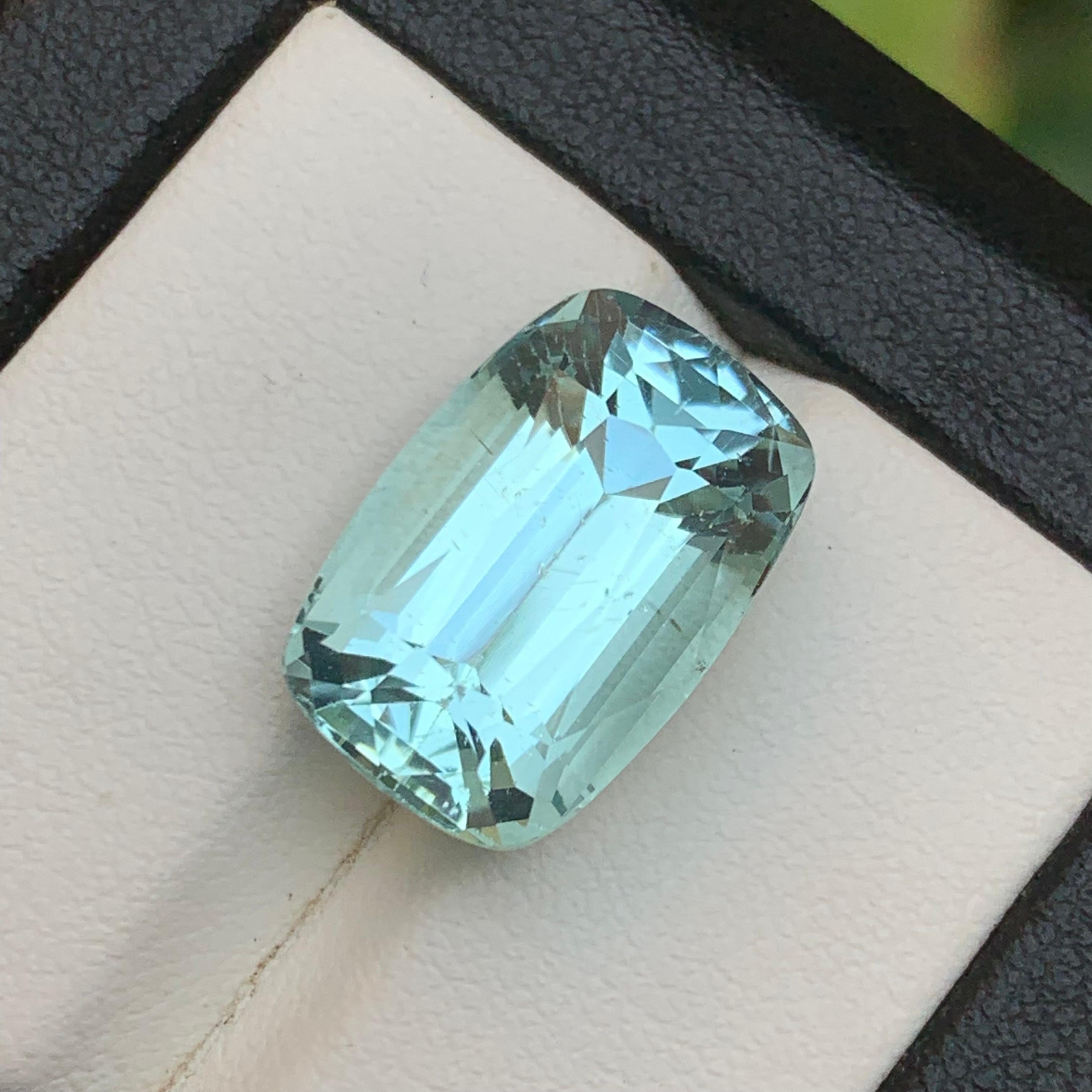 Aguamarina Azul Claro 12,56 qt Piedra natural suelta con talla cojín-Joyería en venta 3