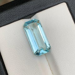Light Blue Aquamarine 5.85 Ct Natural Loose Gemstone With Emerald Cut for Ring