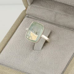 Light blue aquamarine beryl silver ring
