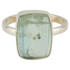 Light blue aquamarine beryl silver ring