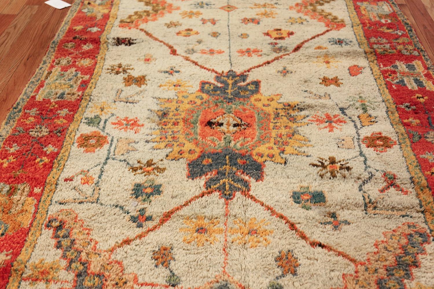 Hand-Knotted Arts and Crafts Antique Turkish Oushak Rug.5 ft 5 in x 11 ft For Sale