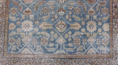 Light Blue Background Persian Malayer Rug with All-Over Geometric Design