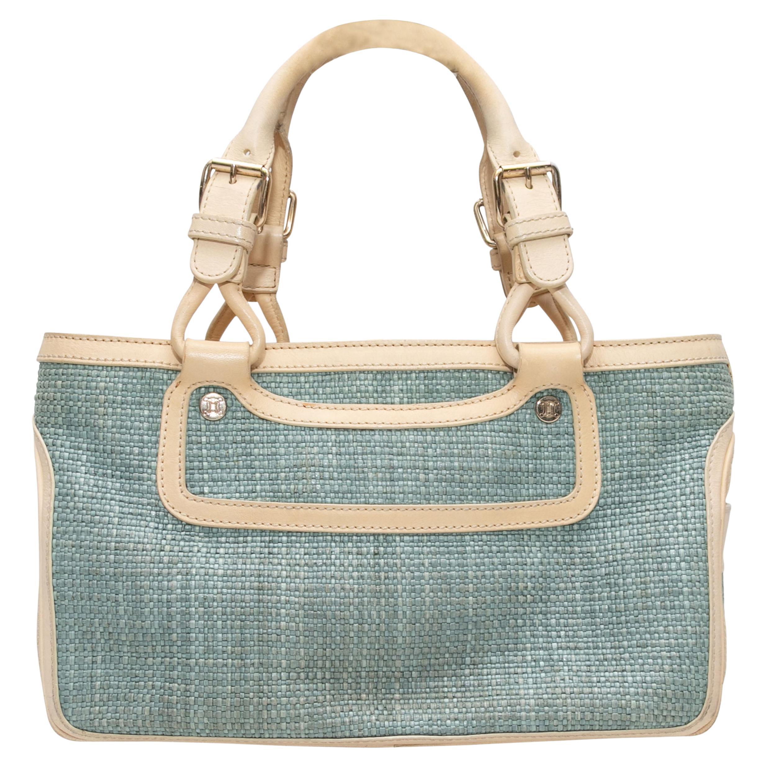 Light Blue & Beige Celine Boogie Handbag For Sale