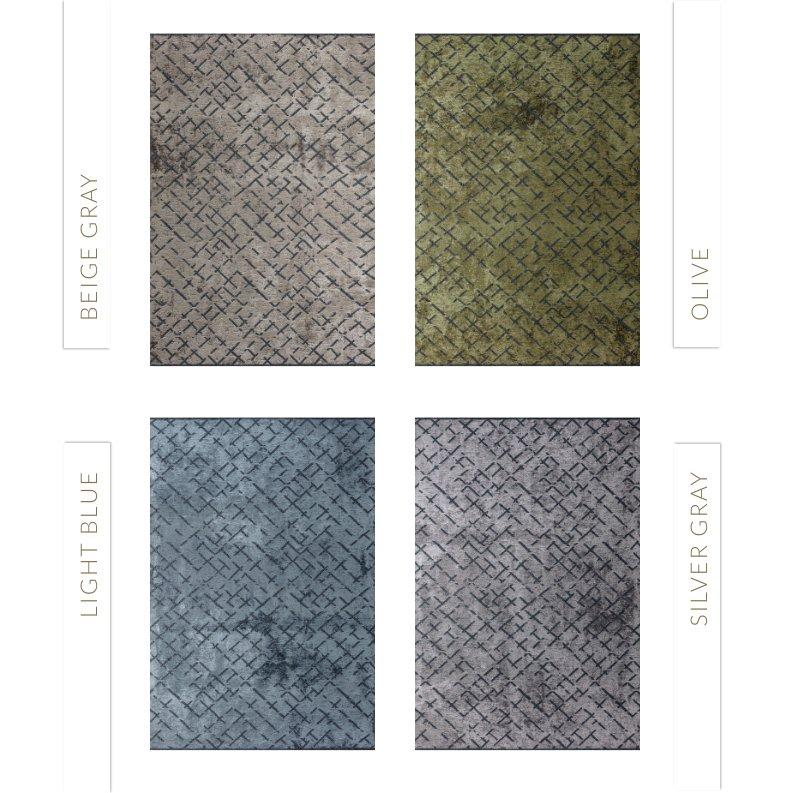 Light Blue Beige Silver Contemporary Fade Pattern Luxury Soft Semi-Plush Rug For Sale 6