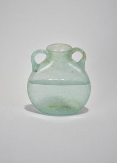 Light Blue Blown Glass Amphora Vase