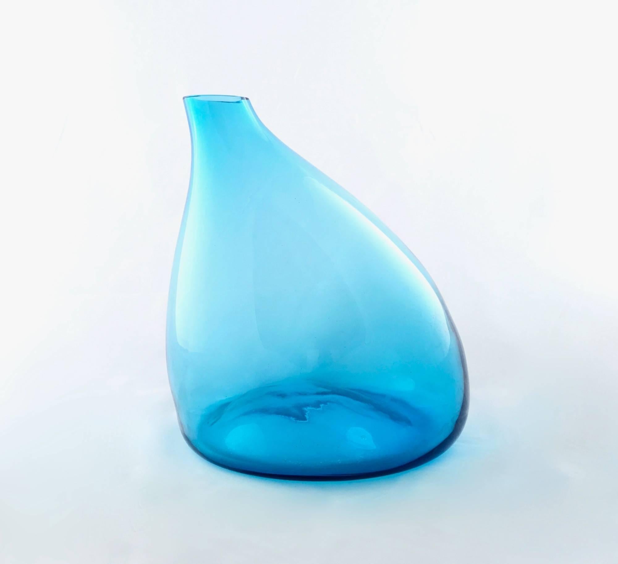 Italian Light Blue Murano Glass Vase in the Style of Toni Zuccheri, Italy, 1970s