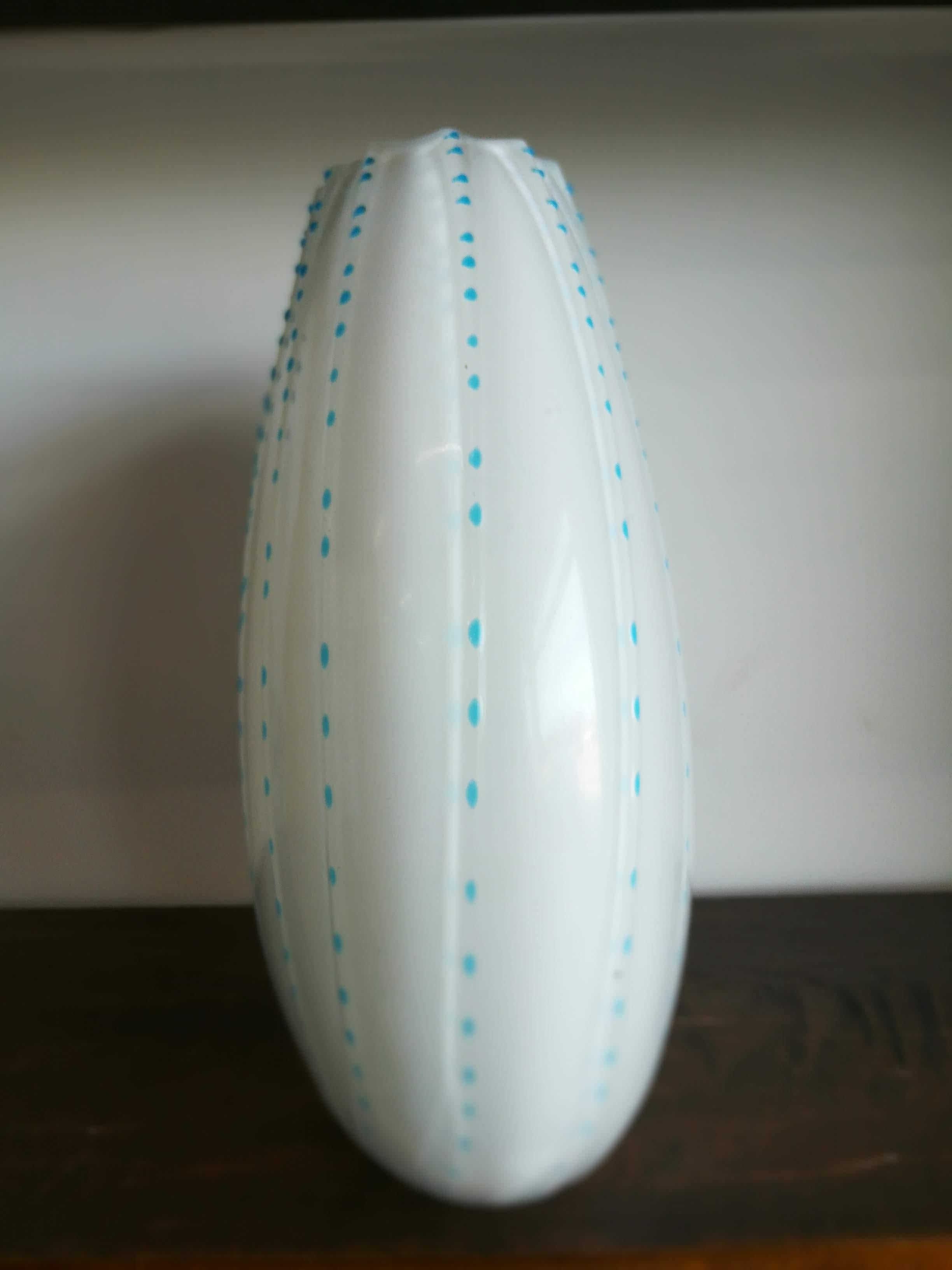 Modern Light Blue Blown Glass Vase For Sale