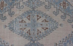 Persian Tabriz Rug With Geometric Medallion With Latch Hooks in Light Blue