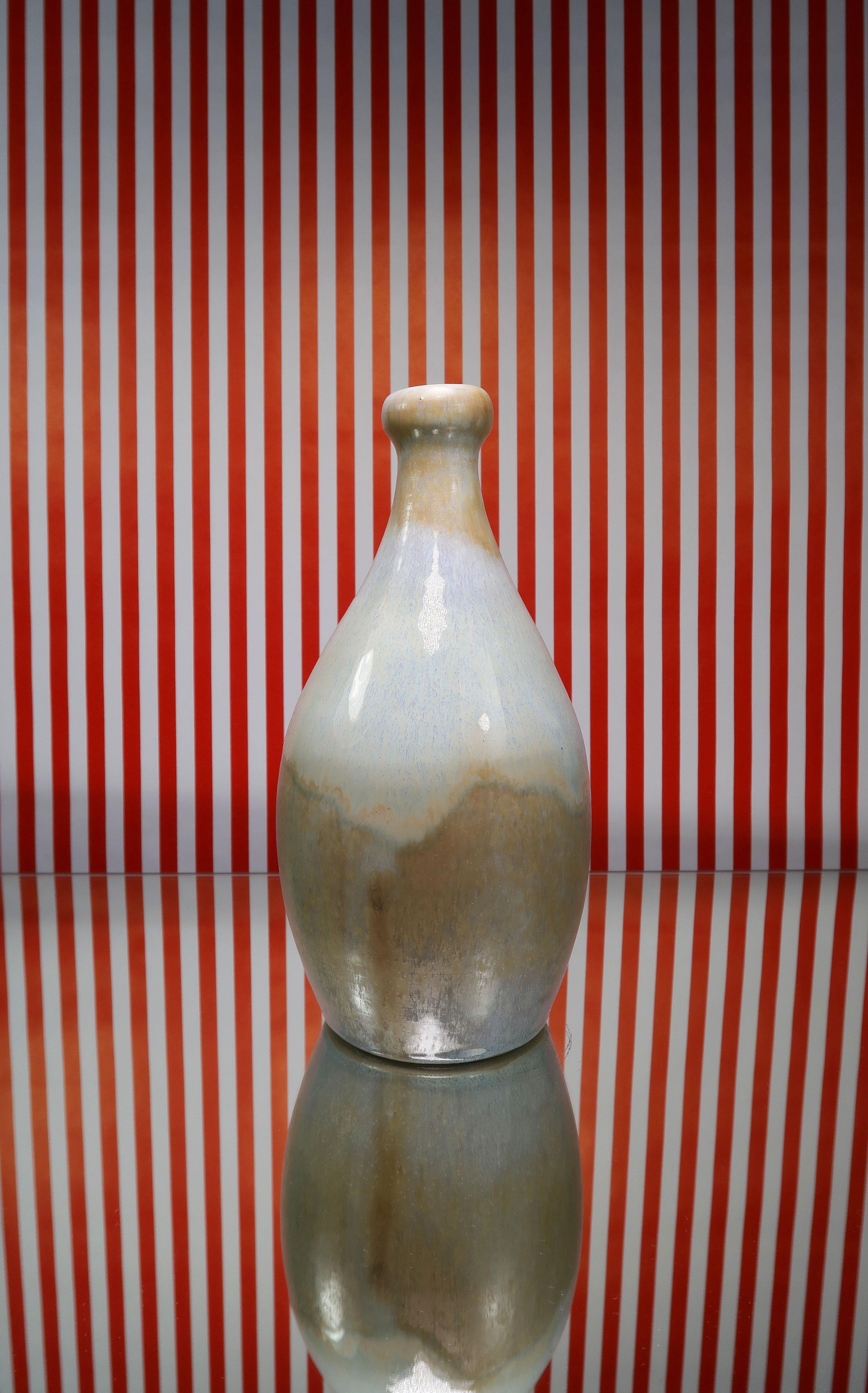 German Light Blue, Caramel Midcentury Vintage Ceramic Vase, 1960s For Sale