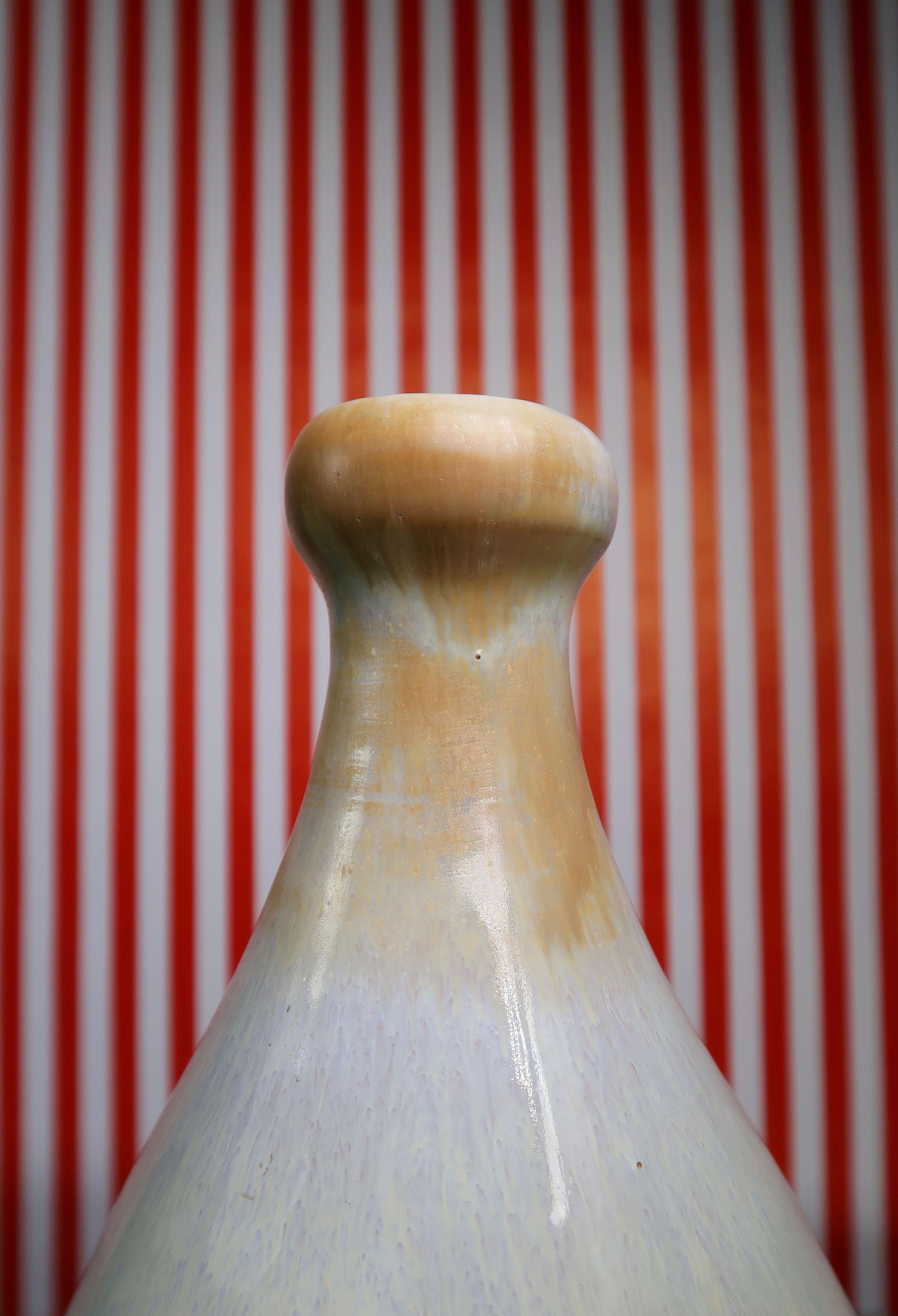 Light Blue, Caramel Midcentury Vintage Ceramic Vase, 1960s In Good Condition For Sale In Copenhagen, DK