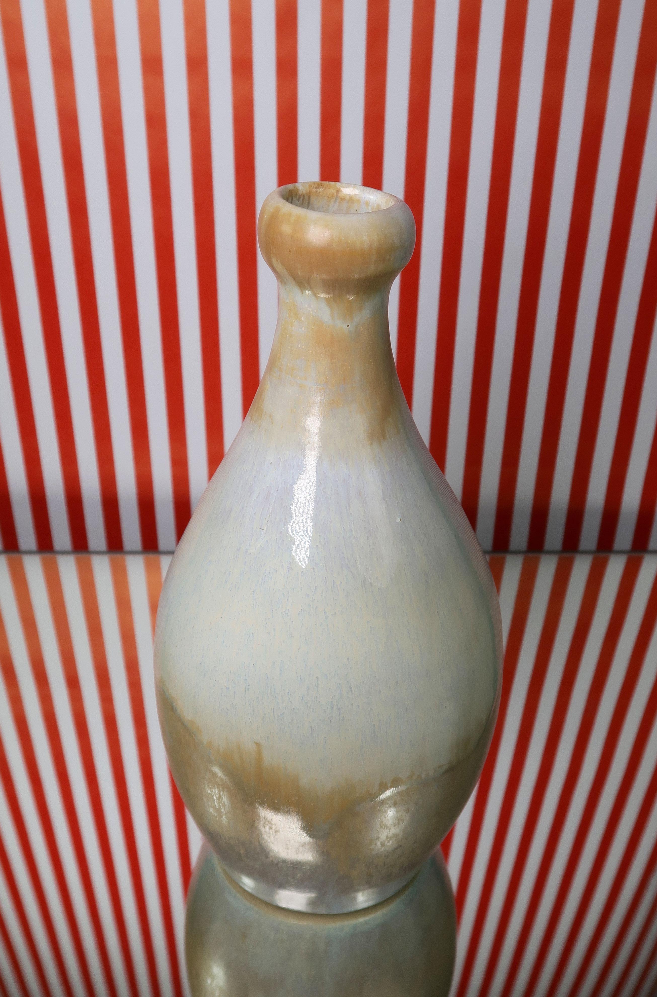 20th Century Light Blue, Caramel Midcentury Vintage Ceramic Vase, 1960s For Sale