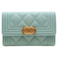 Used Light blue Caviar leather quilted Boy Purse