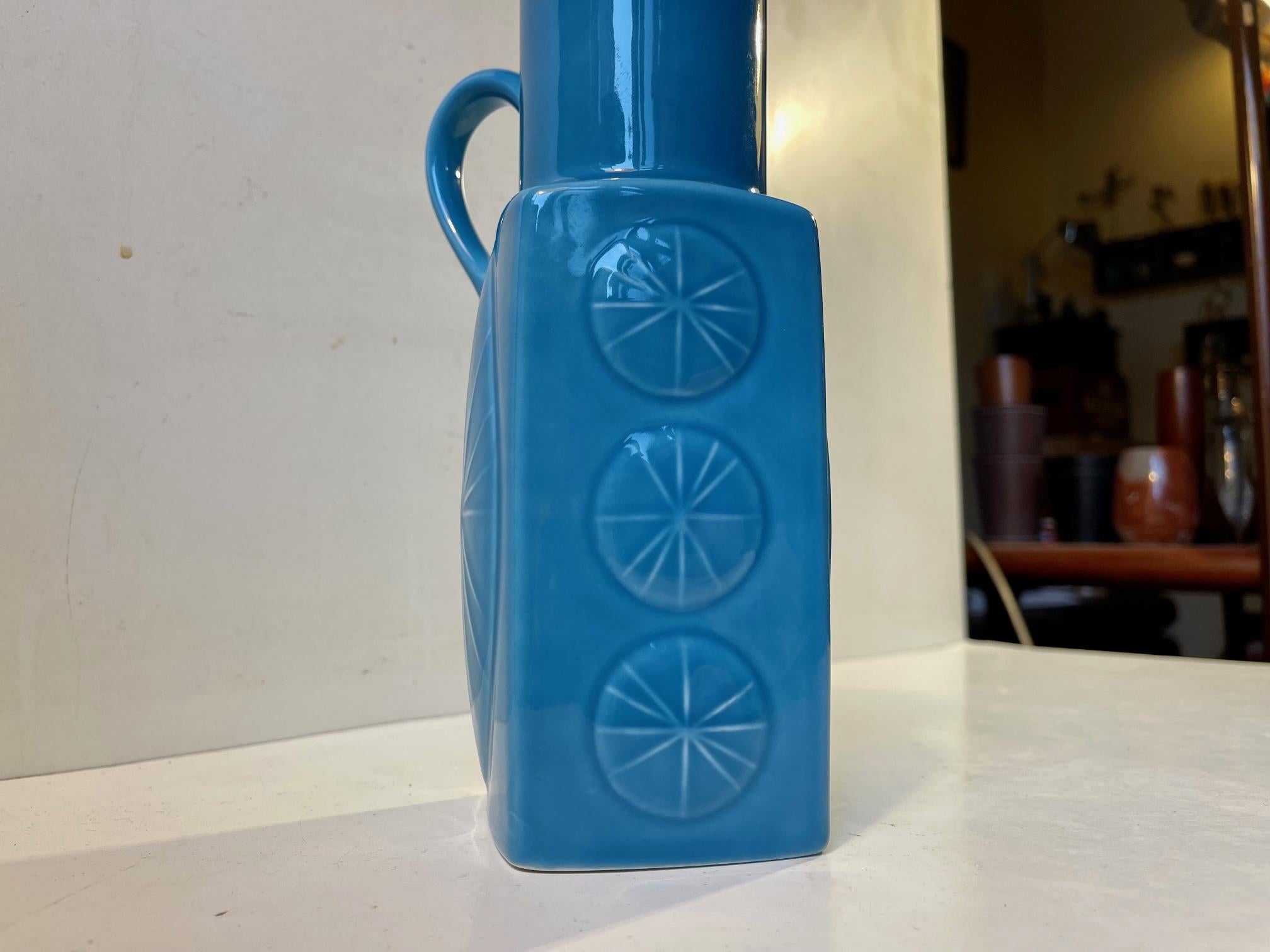 Glazed Light Blue Ceramic Jug Vase by Carl-Harry Stålhane for Rörstrand, 1960s For Sale