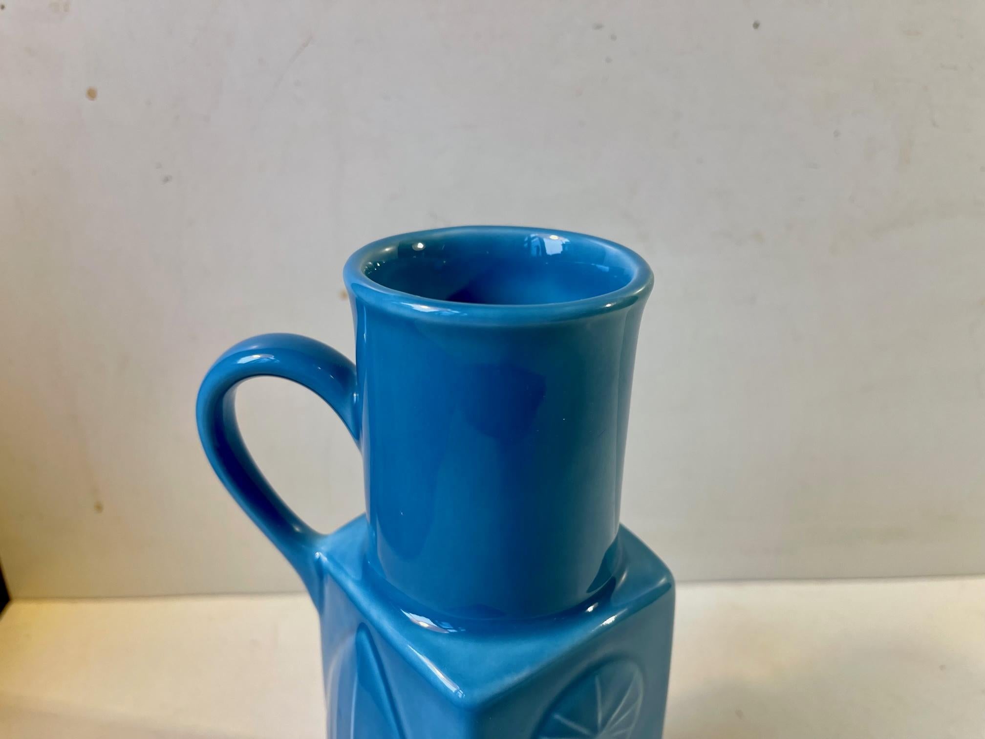 Light Blue Ceramic Jug Vase by Carl-Harry Stålhane for Rörstrand, 1960s In Good Condition For Sale In Esbjerg, DK