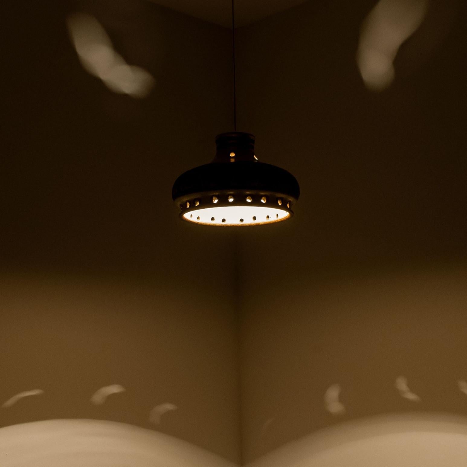 Light Blue Ceramic Pendant Light, Denmark, 1970 For Sale 4