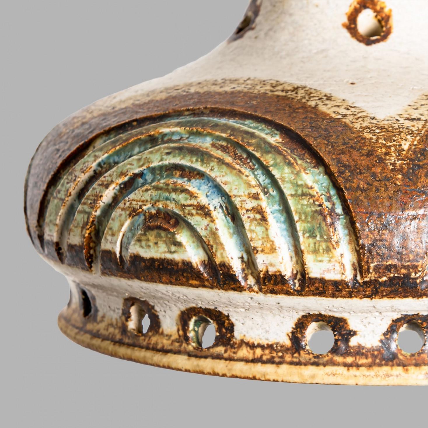 Light Blue Ceramic Pendant Light, Denmark, 1970 In Good Condition For Sale In Rijssen, NL