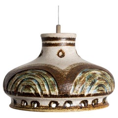 Light Blue Ceramic Pendant Light, Denmark, 1970