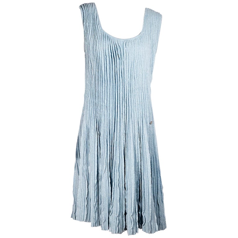 Light Blue Chanel Knit Tank Dress at 1stdibs