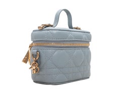 Light Blue Christian Dior Micro Lady Dior Cannage Vanity Case