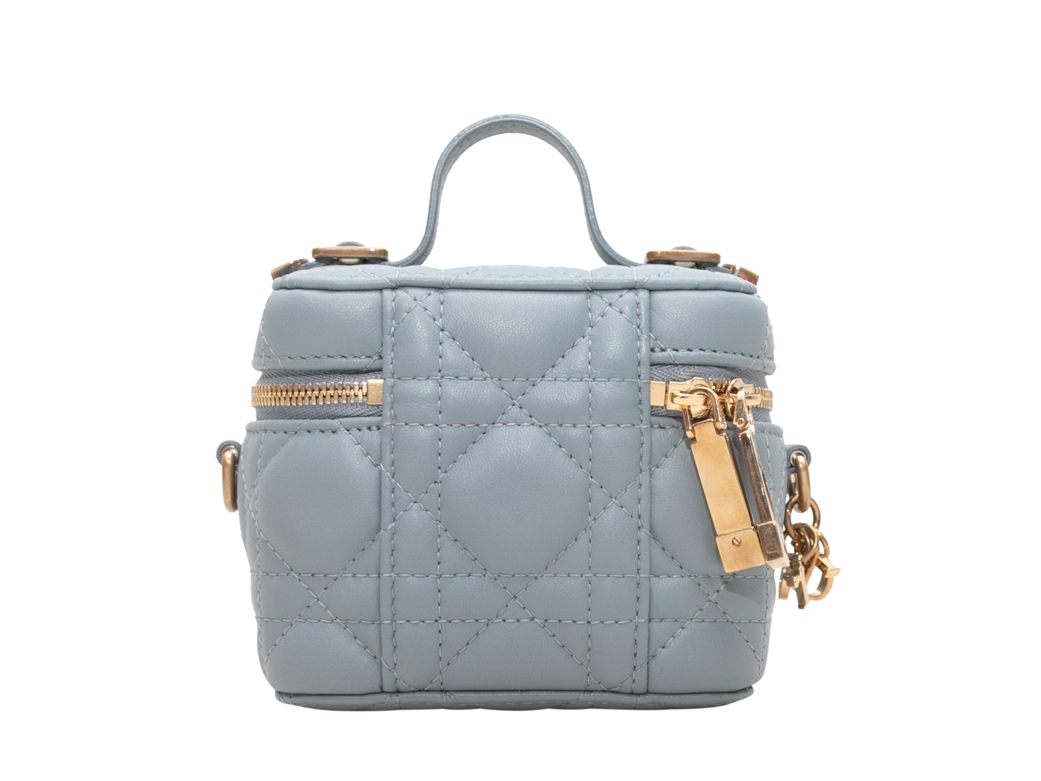Gray Light Blue Christian Dior Micro Lady Dior Cannage Vanity Case