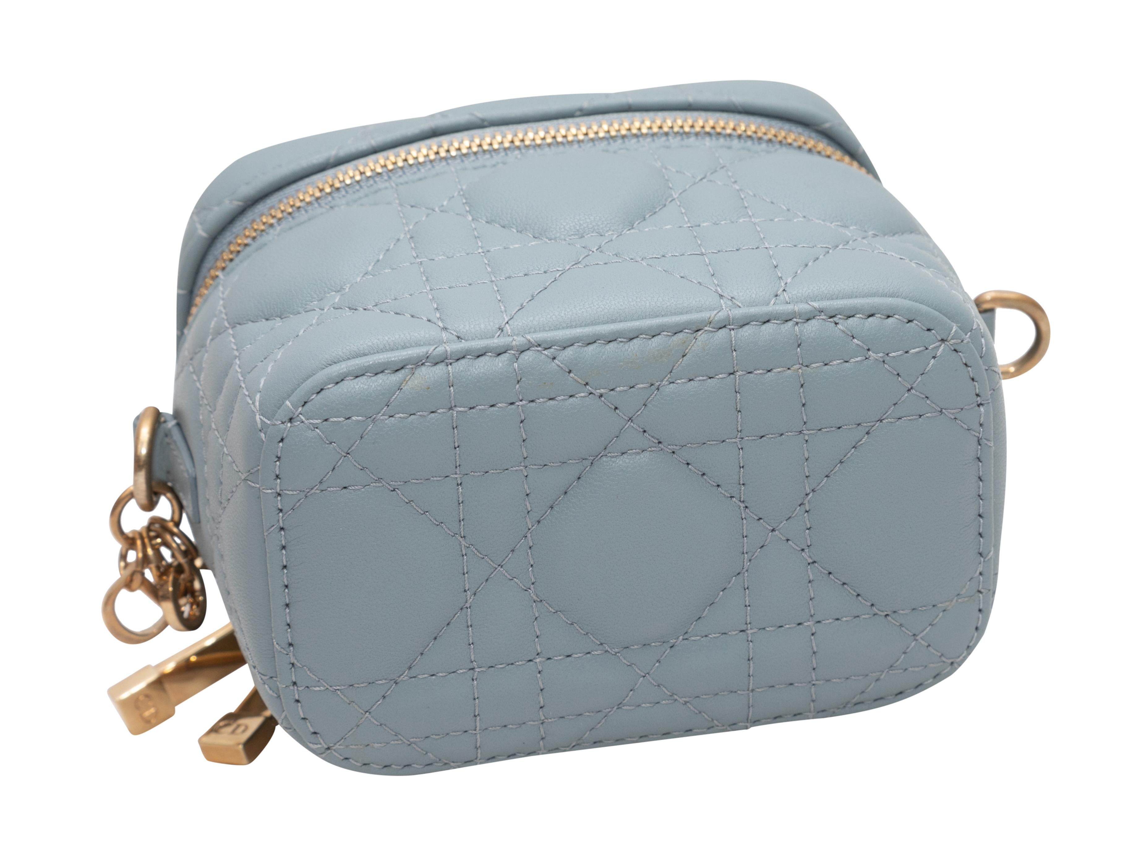 Light Blue Christian Dior Micro Lady Dior Cannage Vanity Case In Good Condition In New York, NY