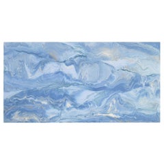 Blue Coffee Table Scagliola Art Top, Wooden Base Handmade in Italy by Cupioli