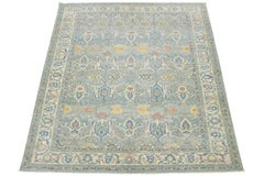 Tappeto contemporaneo in lana Sultanabad Rugs blu chiaro con motivo floreale di Apadana