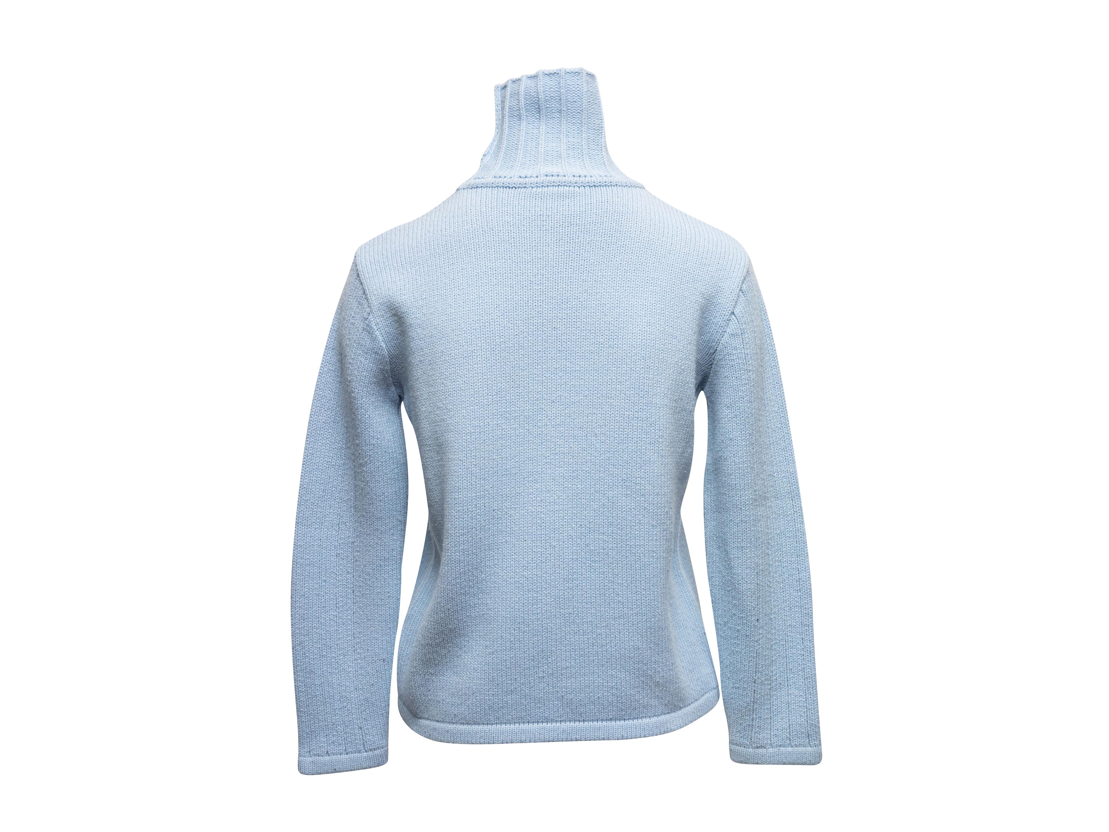 Light Blue Courreges Wool-Blend Turtleneck Sweater Size US S In condizioni buone in vendita a New York, NY
