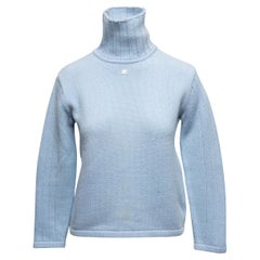 Light Blue Courreges Wool-Blend Turtleneck Sweater Size US S