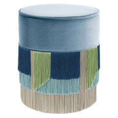 Hellblauer Couture Geometrischer Flo-Pouf