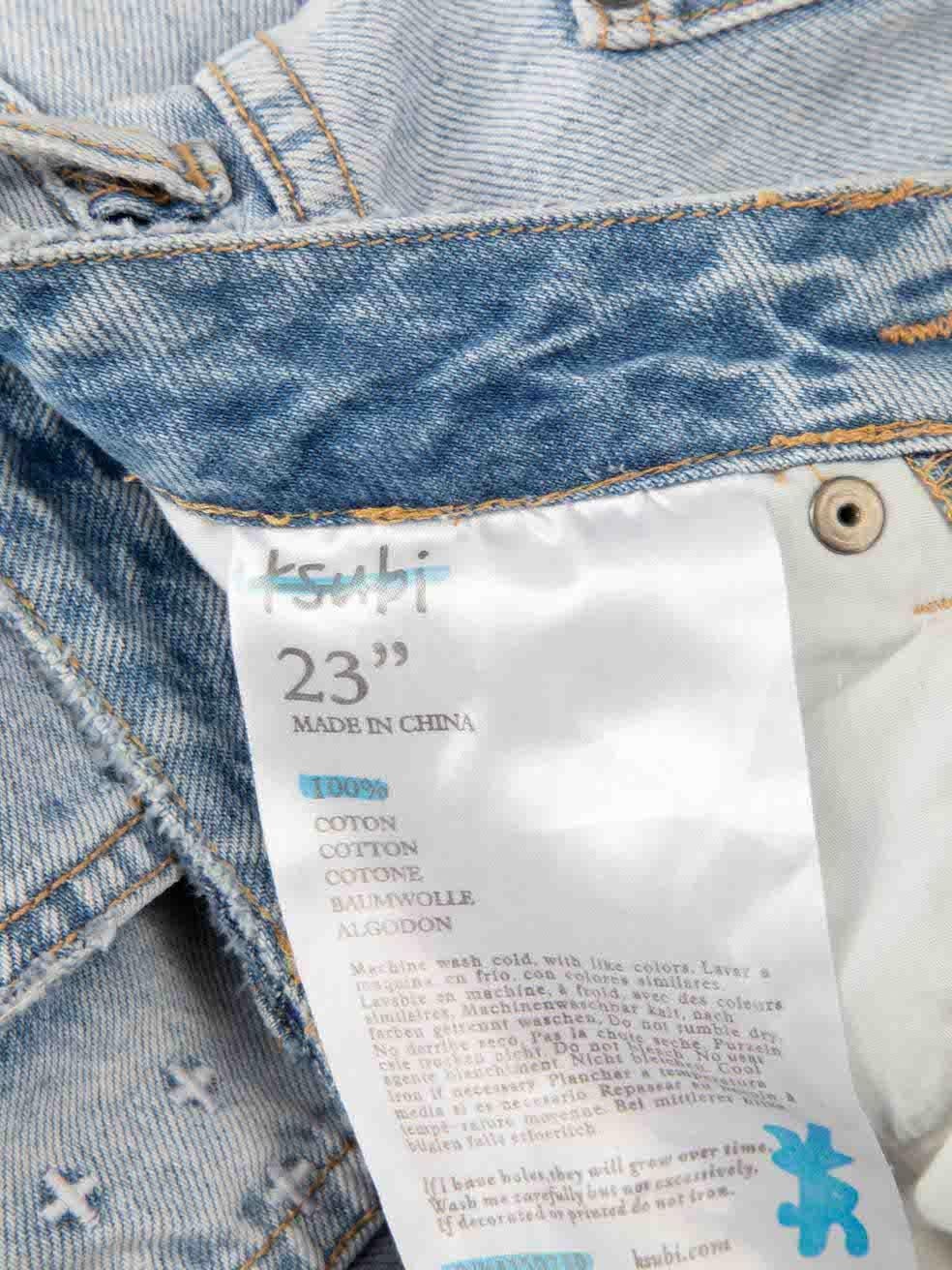 Women's Ksubi Light Blue Denim Wash Straight Jeans Size XXS For Sale