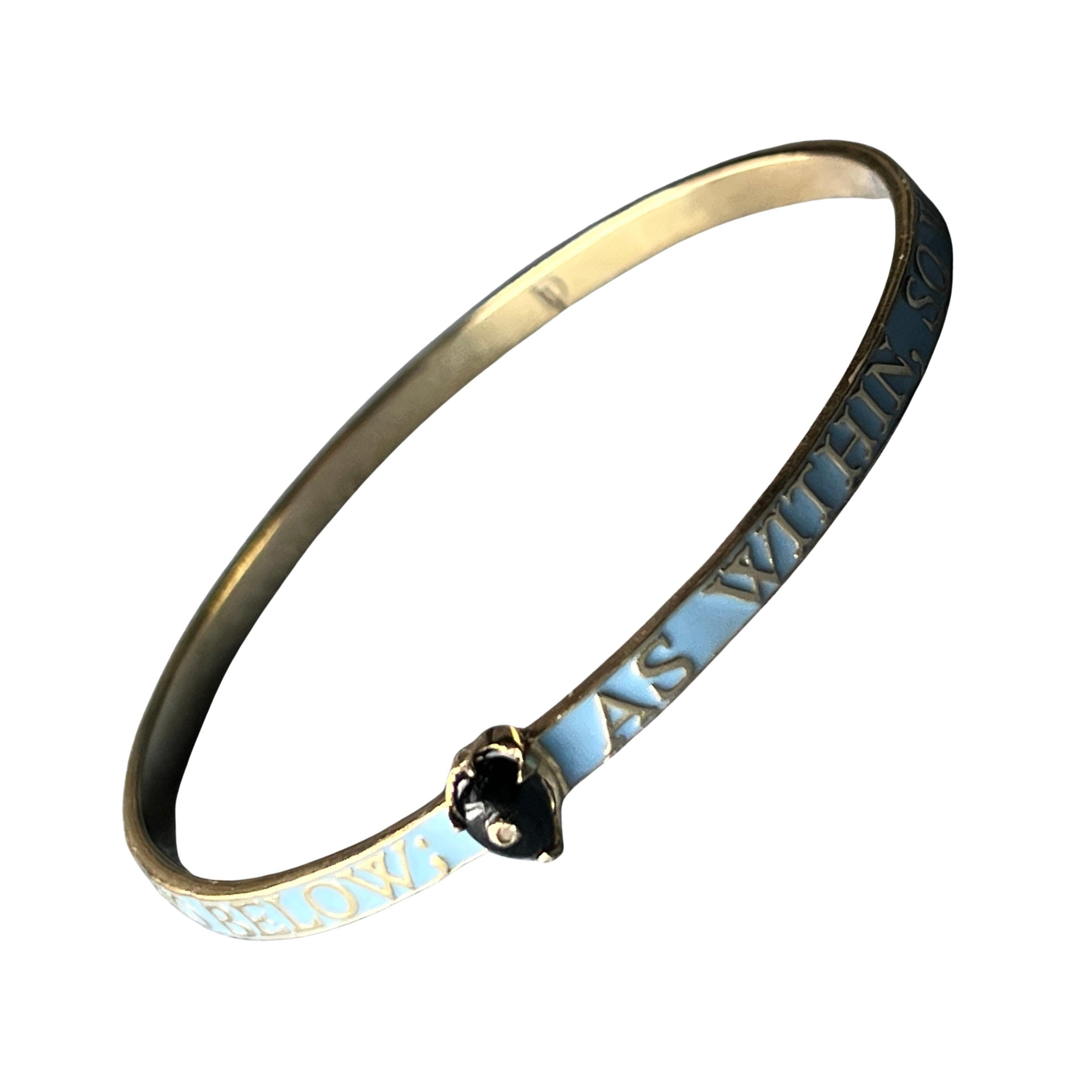 Bracciale Bangle con smalto azzurro Cuore di onice e diamanti