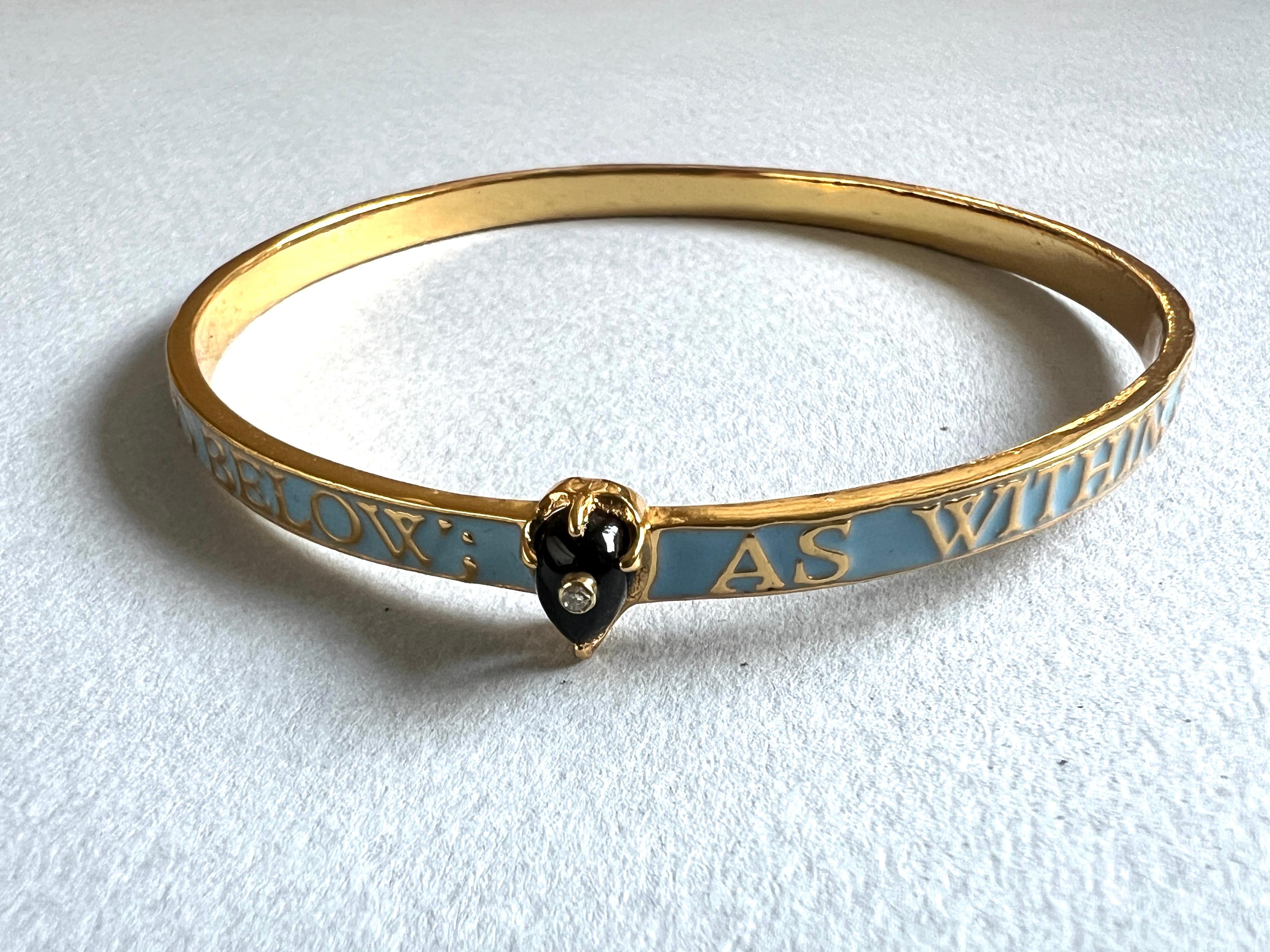 Bracciale smalto azzurro Bangle Onice in vendita 13