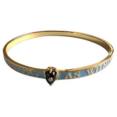 Bracelet Light Blue Enamel Bangle Onyx