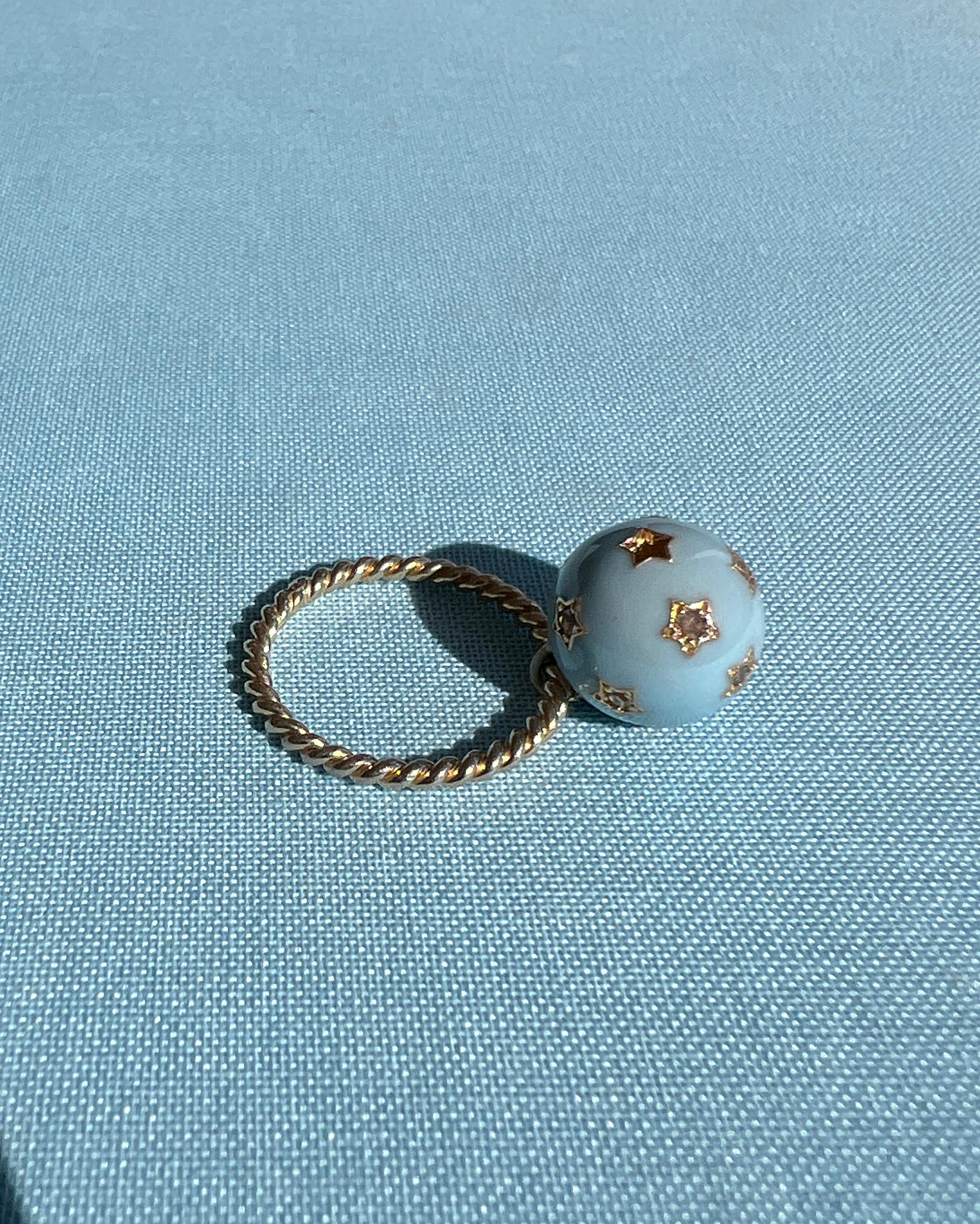 De las mujeres Anillo Estrella Diamante Esmalte Azul Claro Estilo Victoriano en venta