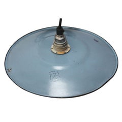 Light Blue Enamel French Vintage Industrial Pendant Light