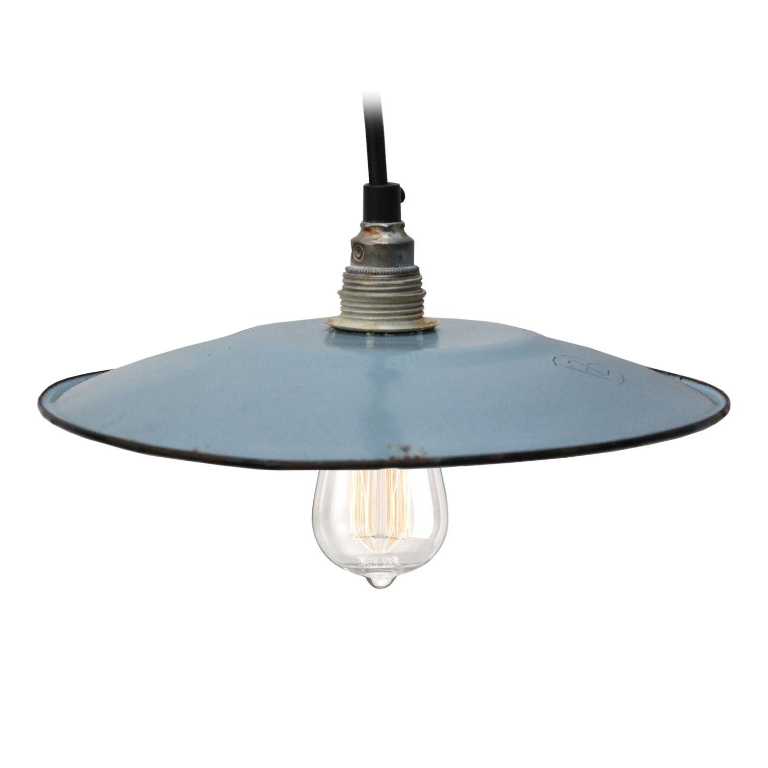 Light Blue Enamel French Vintage Industrial Pendant Light