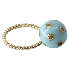 Light Blue Enamel Ring Diamond Stars Gold Plated Silver J Dauphin