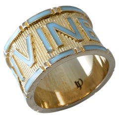 Light Blue Enamel Ring Divine Gold Plated J Dauphin