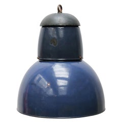 Light Blue Enamel Vintage Industrial Cast Iron Top Pendant Lamps (2x) Light Blue Enamel Vintage Industrial Cast Iron Top Pendant Lamps (2x)