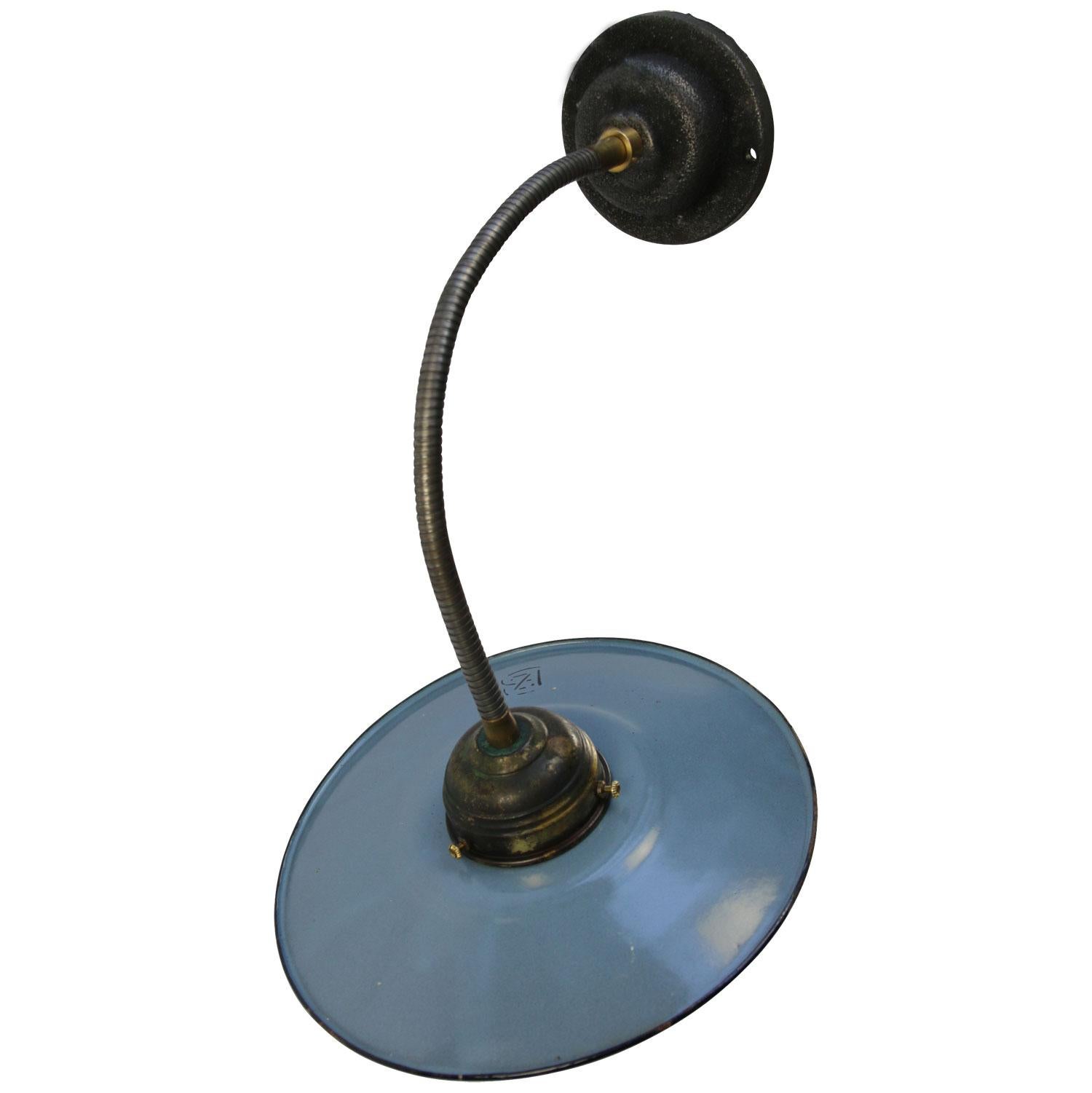 Light Blue Enamel Vintage Industrial Flexible Arm Wall Light Sconce In Good Condition In Amsterdam, NL