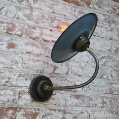 Light Blue Enamel Vintage Industrial Flexible Arm Wall Lights Scones