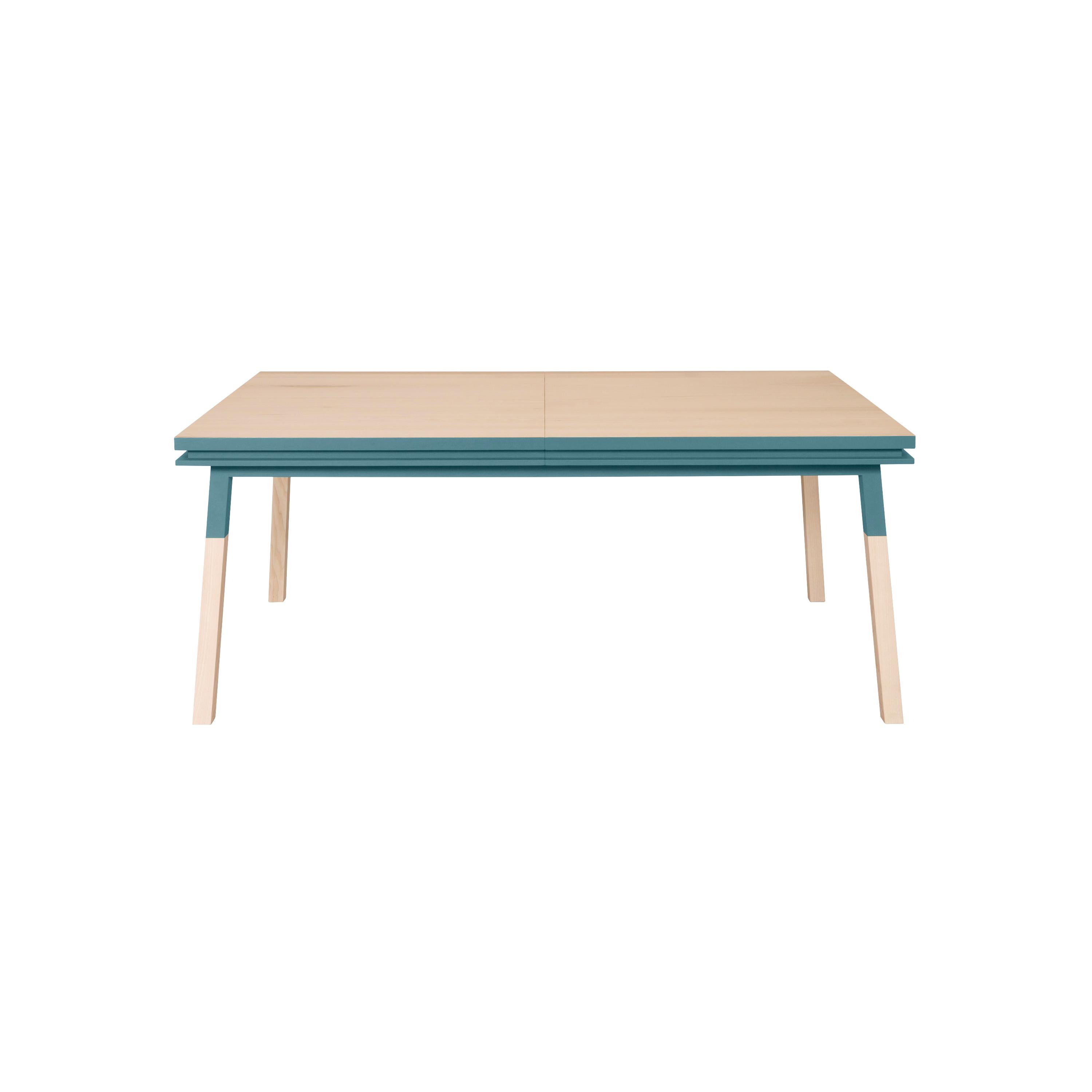 Light Blue Extensible Table in Solid Ash Wood, Designed by Eric Gizard, Paris In New Condition For Sale In Landivy, FR