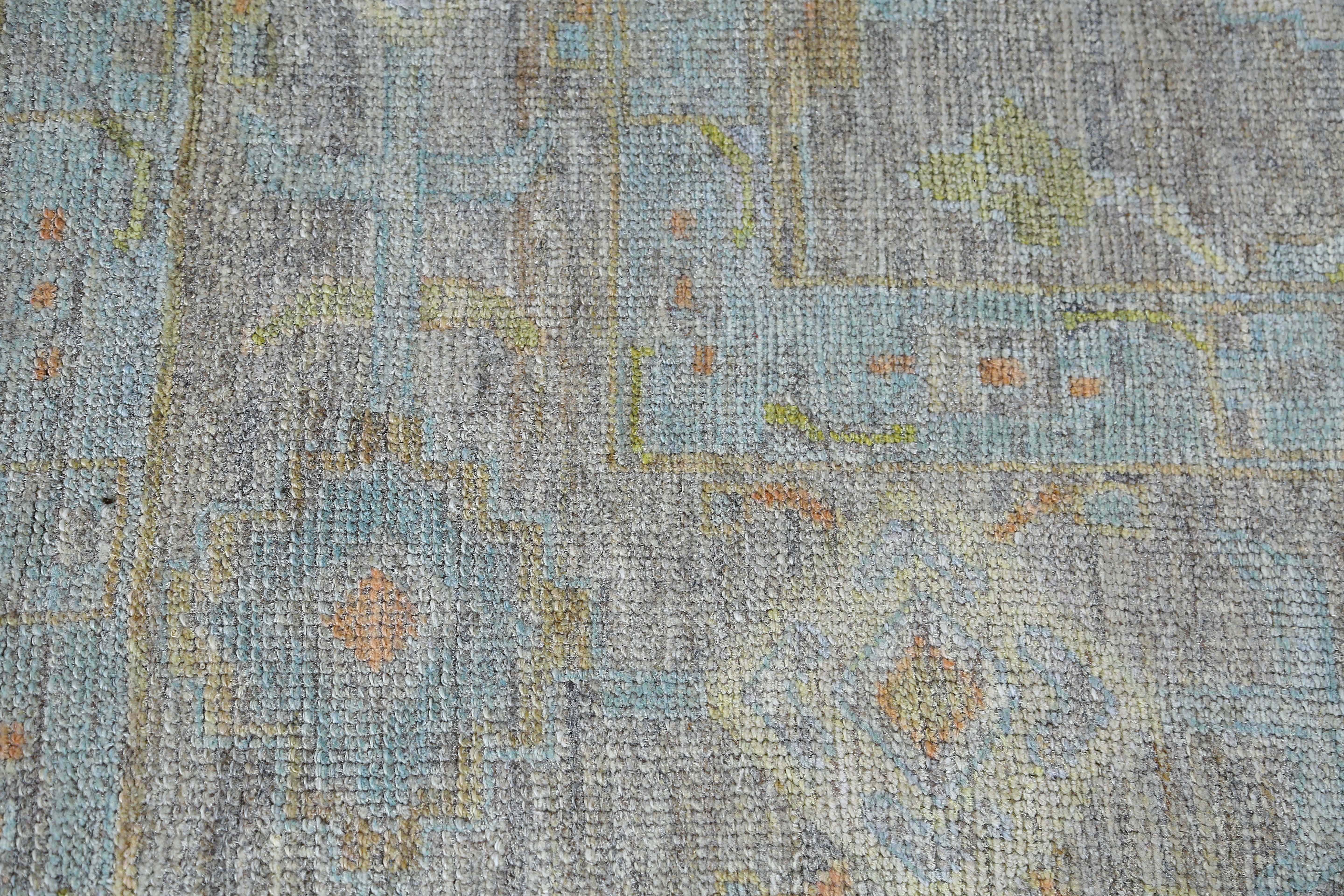Light Blue Faded Oushak Rug In New Condition For Sale In Dallas, TX
