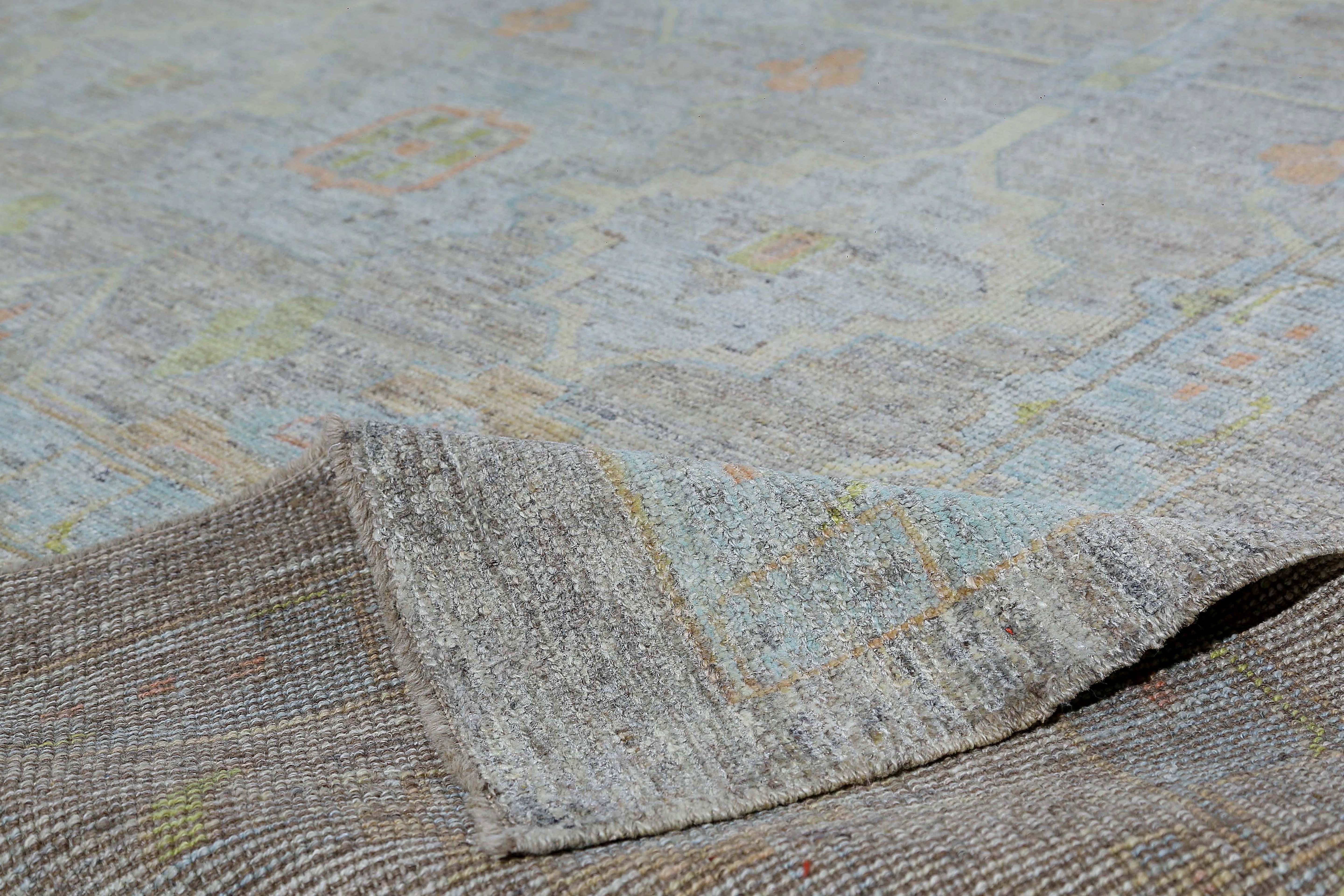 Afghanistan Oushak-Teppiche Circa 1990 - Wolle Blau Elfenbein Design - 95498 (20. Jahrhundert) im Angebot