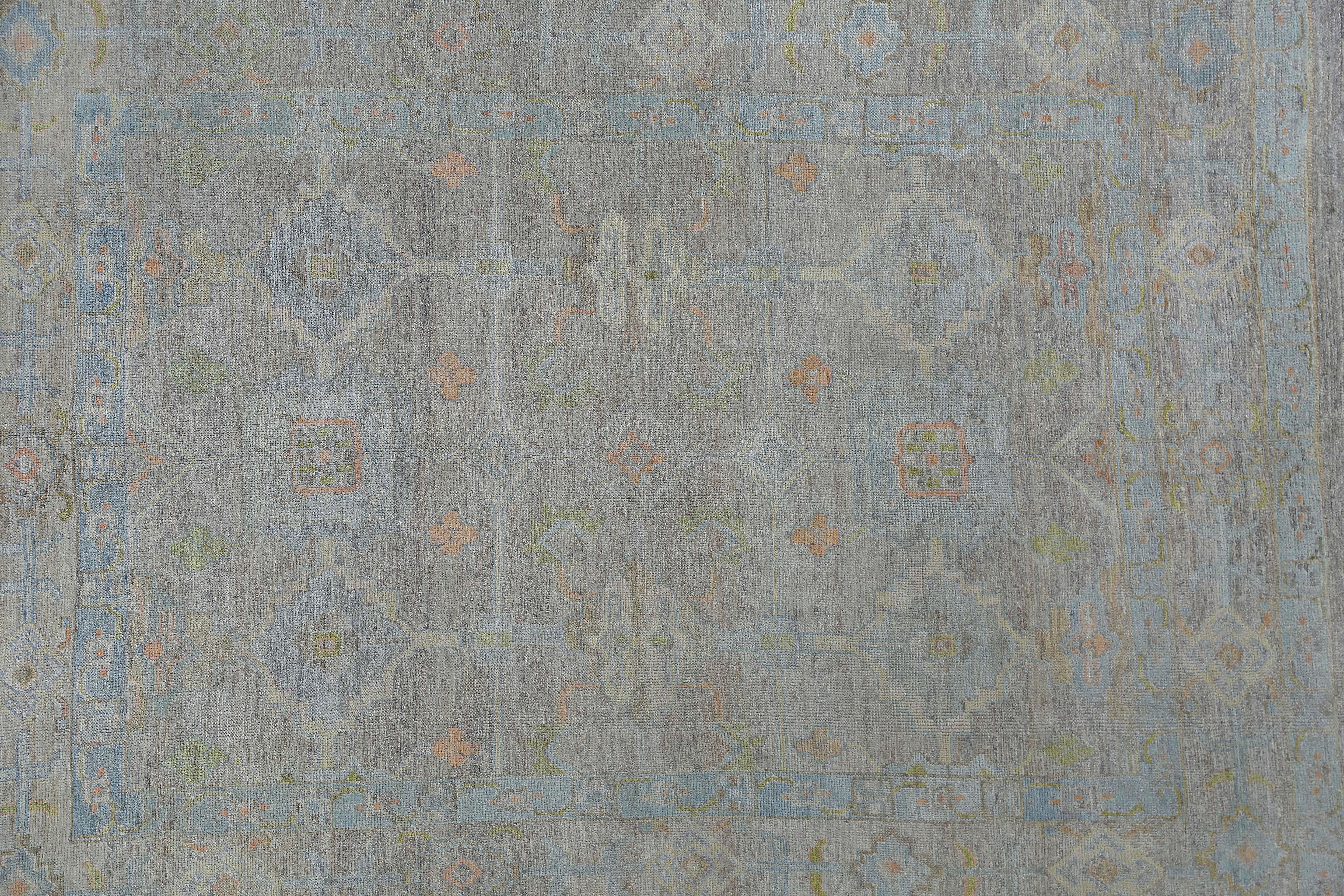 Afghanistan Oushak-Teppiche Circa 1990 - Wolle Blau Elfenbein Design - 95498 im Angebot 3