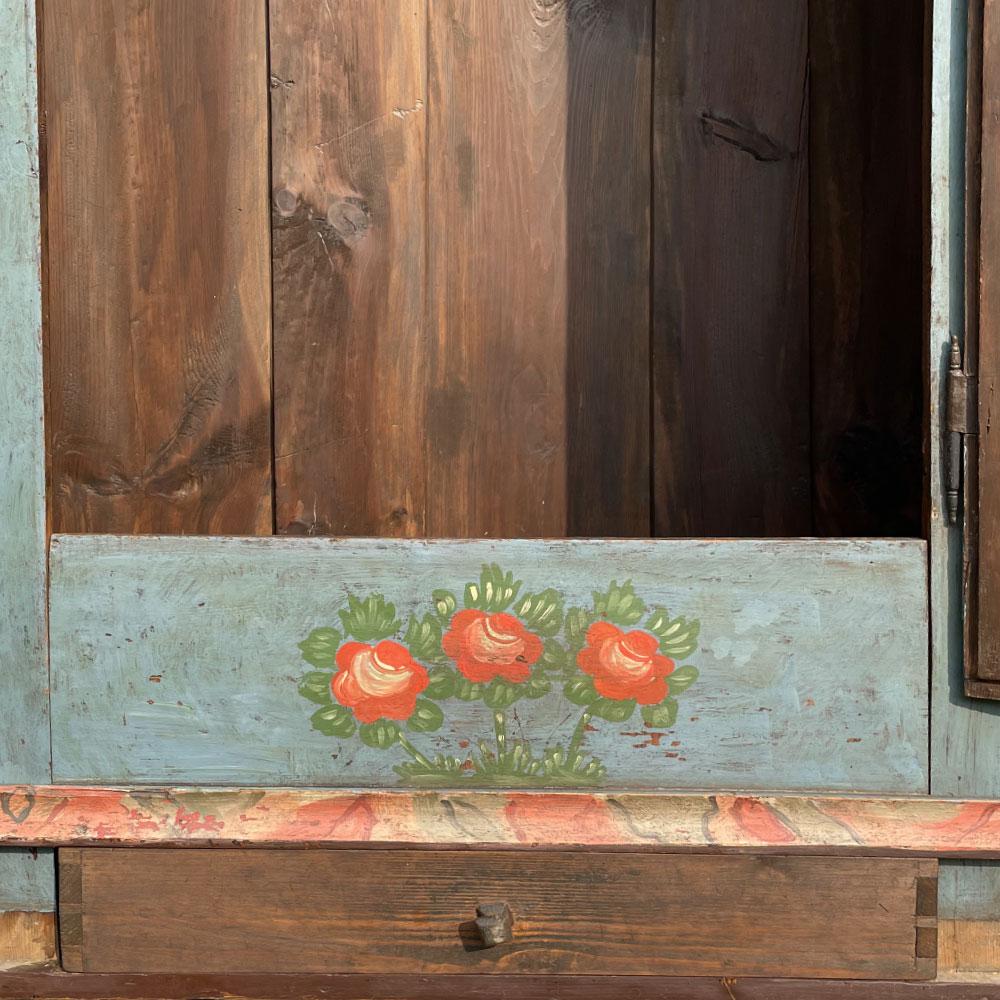 Light Blue Floral Painted Wardrobe, 1843, Central Europe 2