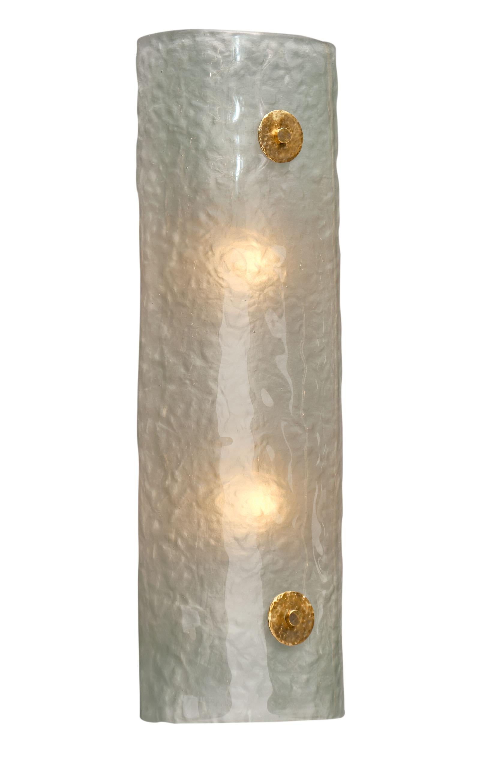 Modern Light Blue Frosted Murano Glass Sconces For Sale