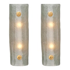 Light Blue Frosted Murano Glass Sconces